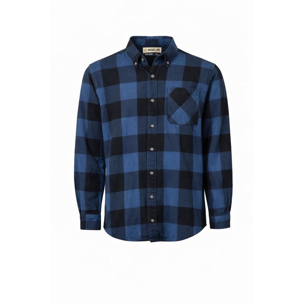 Magellan Outdoors Canyon Creek Blue Plaid Flannel Shirt 2XL Cotton Button‎ Down